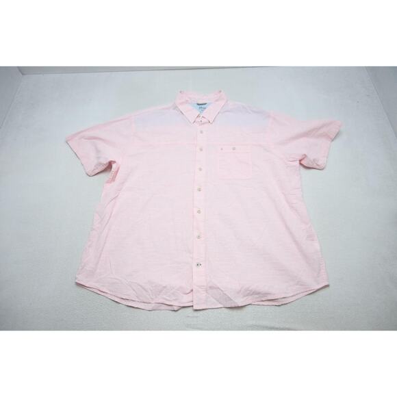 Izod Saltwater Button Up Fishing Shirt Pink Camp Shirt Mens Sz 3XLT 3XL TALL - Picture 5 of 9
